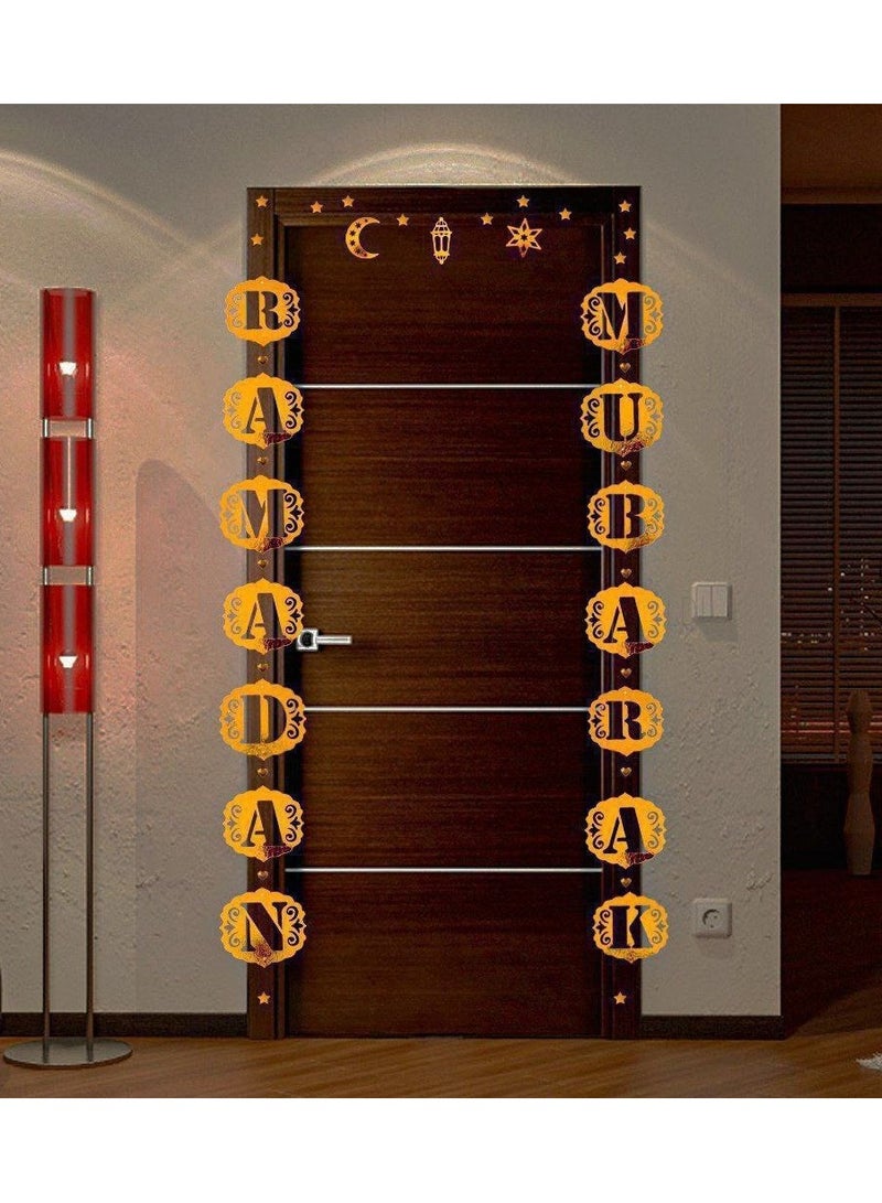 Door and window decoration with 14 letters in the best modern design  Fits every home  The package now contains Ramadan Mubarak letters  Ramadan Mubarak, the set consists of 14 letters And the group is with her too  1 lantern + 1 star + 1 crescent + 1 double face This means that all the letters of Ramadan Mubarak are present  + A crescent, a star, and a lantern   Double face silicone roller 100 pieces - Image 2