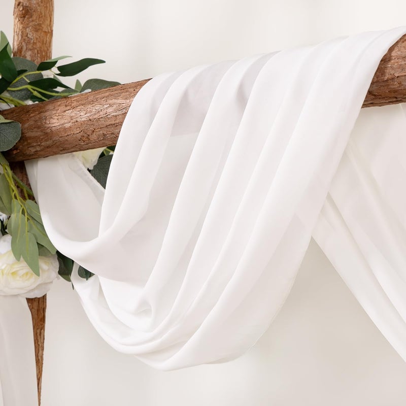LINXTAR Ivory Wedding Arch Draping Fabric 30'' x 18FT Sheer Chiffon Arch Drape Backdrop 2 Panel Drapes for Easter Bridal Shower Baby Shower Photo Booth Church Decor Birthday Party Outdoor Decoration - Image 2