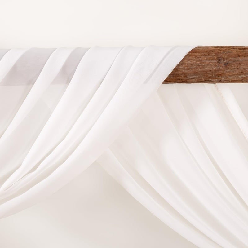 LINXTAR Ivory Wedding Arch Draping Fabric 30'' x 18FT Sheer Chiffon Arch Drape Backdrop 2 Panel Drapes for Easter Bridal Shower Baby Shower Photo Booth Church Decor Birthday Party Outdoor Decoration - Image 3