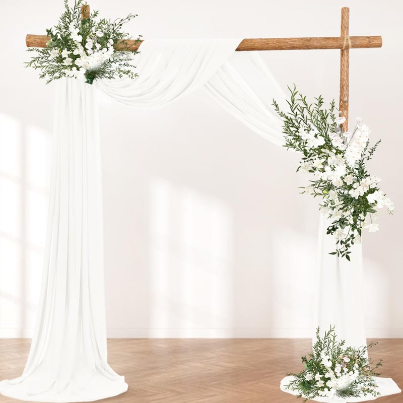 LINXTAR Ivory Wedding Arch Draping Fabric 30'' x 18FT Sheer Chiffon Arch Drape Backdrop 2 Panel Drapes for Easter Bridal Shower Baby Shower Photo Booth Church Decor Birthday Party Outdoor Decoration - Image 4