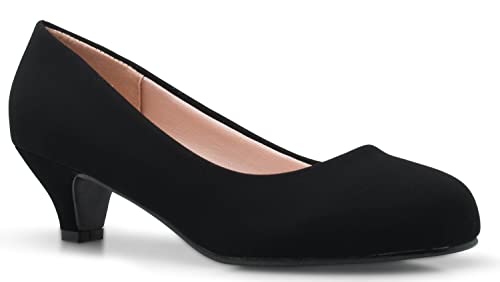 Olivia K Womens Classic Closed Toe Kitten Heel Pumps | Dress, Work, Party Low Heeled (8, Charcoal Nubuck, Numeric_8) - Image 4