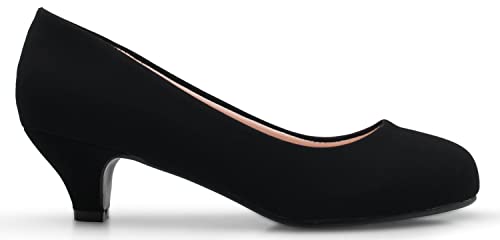 Olivia K Womens Classic Closed Toe Kitten Heel Pumps | Dress, Work, Party Low Heeled (8, Charcoal Nubuck, Numeric_8) - Image 2