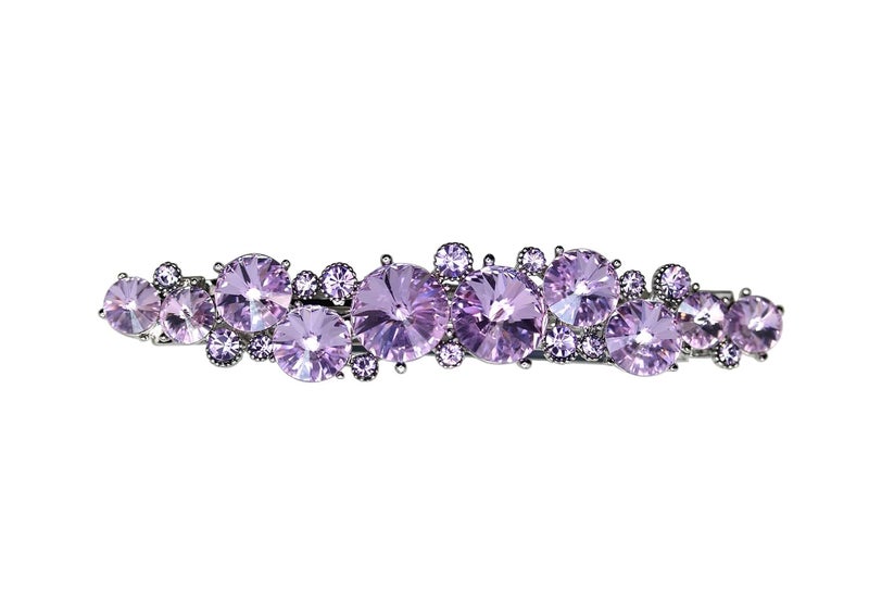 Faship Faship Violet Purple Premium Rhinestone Crystal Floral Small Hair Barrette Clip 