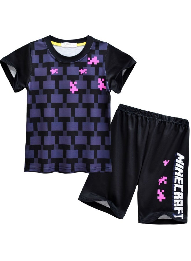 عام بيجاما للأطفال بأكمام قصيرة من ماين كرافت ، بدلات خدمة منزلية ، هدايا للعائلة والأصدقاء - Image 1