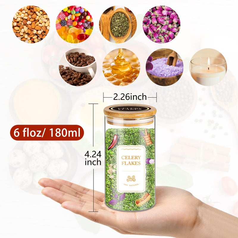 BGraceyy Spice Jars with Labels, 30Pcs 6oz Glass Spice Jars with Bamboo Lids, Minimalist Stackable Airtight Spice Containers with 426 labels for Kitchen Seasoning, Tea, Herbs, Coffee, Sugar,Shells - Image 2