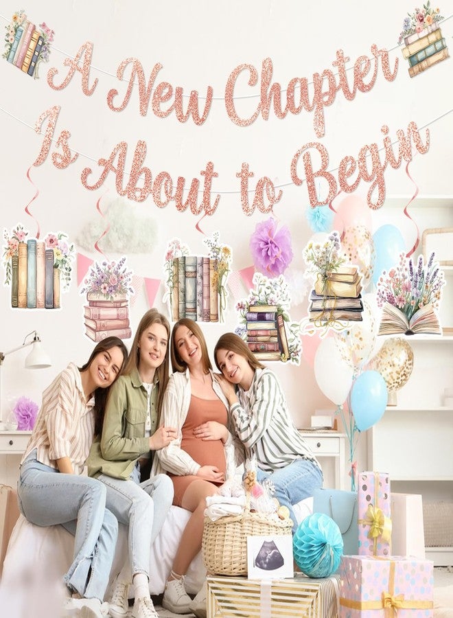 MZ.ogm Storybook Baby Shower Decorations A New Chapter Begins Baby Shower Book Themed Party Decor with A New Chapter is About to Begin Banner Hanging Swirls - Image 4
