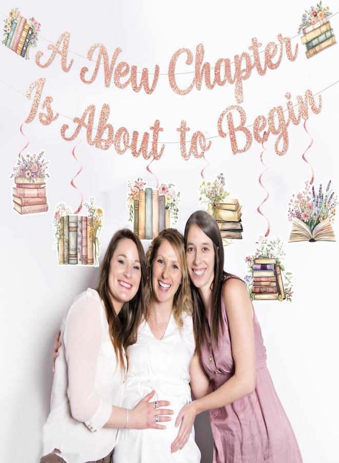 MZ.ogm Storybook Baby Shower Decorations A New Chapter Begins Baby Shower Book Themed Party Decor with A New Chapter is About to Begin Banner Hanging Swirls - Image 5
