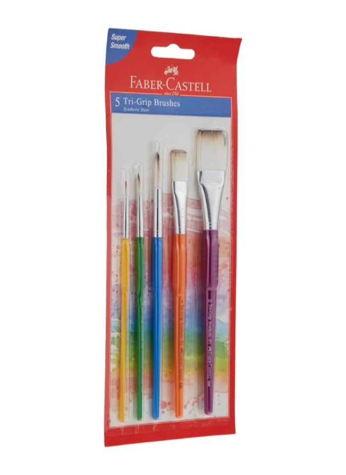 FABER-CASTELL - Faber-Castell Stretched Canvas 12 X 12 (30.48X30.48-cm) 410gsm+ Grip Paint Brushes Round & Flat Combination 5pc (2,6,10, 8, 12) - Image 1