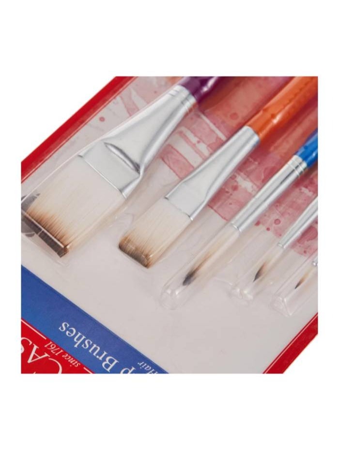 FABER-CASTELL - Faber-Castell Stretched Canvas 12 X 12 (30.48X30.48-cm) 410gsm+ Grip Paint Brushes Round & Flat Combination 5pc (2,6,10, 8, 12) - Image 1