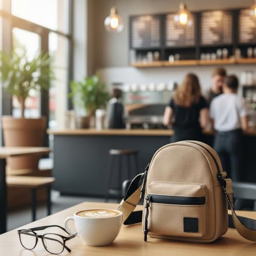 DailyObjects DOT Sling Bag for Men and Women |Adjustable Shoulder Strap|Lightweight|Water Resistant|Recycled Nylon Sling Bag|Organisational Pocket| For Daily Use/Travel (Sand) - Image 4