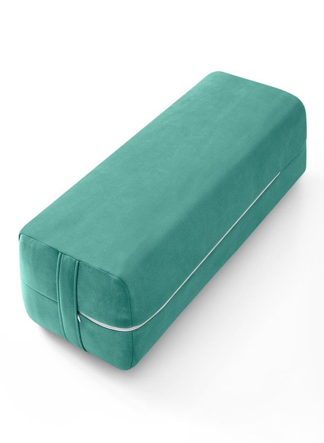 Wellsin Yoga Bolster Pillow for Restorative Yoga - Rectangular Yoga Bolster - Yoga Meditation Pillow with Washable Suede Cover, 27"X10" X5.5", Green - Image 1