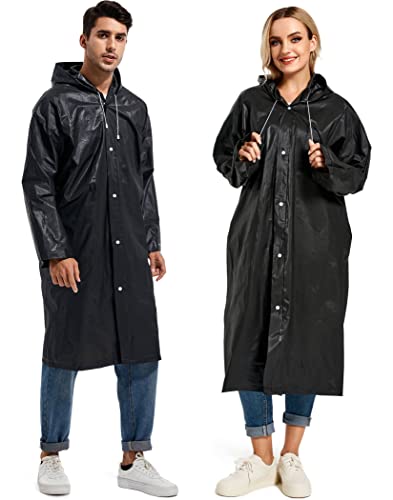HOOMBOOM Rain Ponchos for Adults Reusable Raincoats Hooded for Women Men Survival Heavy Duty Military Impermeable 2 Packs Rain Coat - Image 3