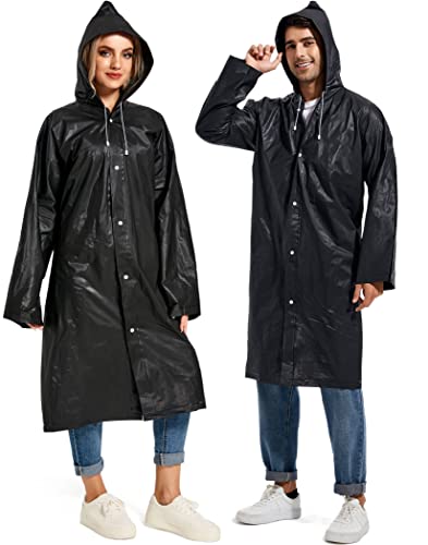 HOOMBOOM Rain Ponchos for Adults Reusable Raincoats Hooded for Women Men Survival Heavy Duty Military Impermeable 2 Packs Rain Coat - Image 4