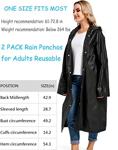 HOOMBOOM Rain Ponchos for Adults Reusable Raincoats Hooded for Women Men Survival Heavy Duty Military Impermeable 2 Packs Rain Coat - Image 5