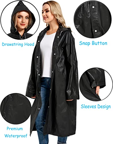 HOOMBOOM Rain Ponchos for Adults Reusable Raincoats Hooded for Women Men Survival Heavy Duty Military Impermeable 2 Packs Rain Coat - Image 2