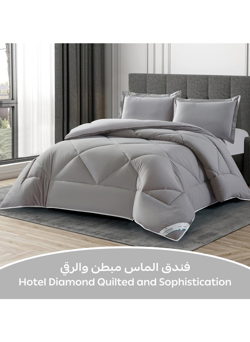 دوناتيلا طقم مفرش روزا سادة 3 قطع مقاس مزدوج 240 × 260 سم بحشوة ثابتة رمادي دخاني  - Image 2