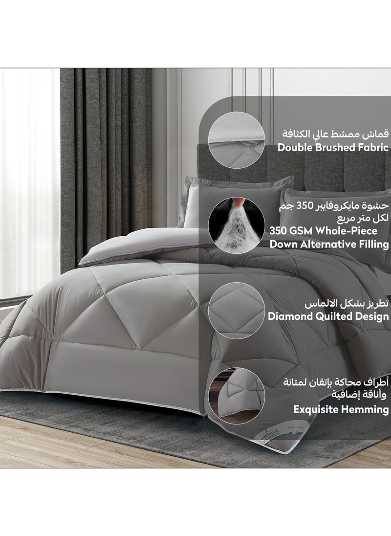 دوناتيلا طقم مفرش روزا سادة 3 قطع مقاس مزدوج 240 × 260 سم بحشوة ثابتة رمادي دخاني  - Image 5