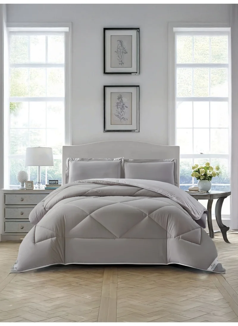 دوناتيلا طقم مفرش روزا سادة 3 قطع مقاس مزدوج 240 × 260 سم بحشوة ثابتة رمادي دخاني