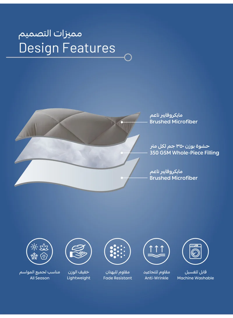 Donetella KING - 3Pcs Bedding Comforter Set, King Size Fits 240x260 cm - 3-Pcs Solid Quilted Bed Set, Microfiber Fabric - 1 Comforter And 2 Pillow Shams  | Best Price UAE