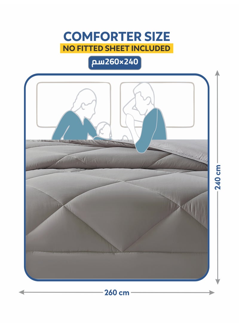 Donetella Bedding Comforter Set, King Size Fits 240x260 cm - 3-Pcs Solid Quilted Bed Set, Microfiber Fabric - 1 Comforter And 2 Pillow Shams - Image 2