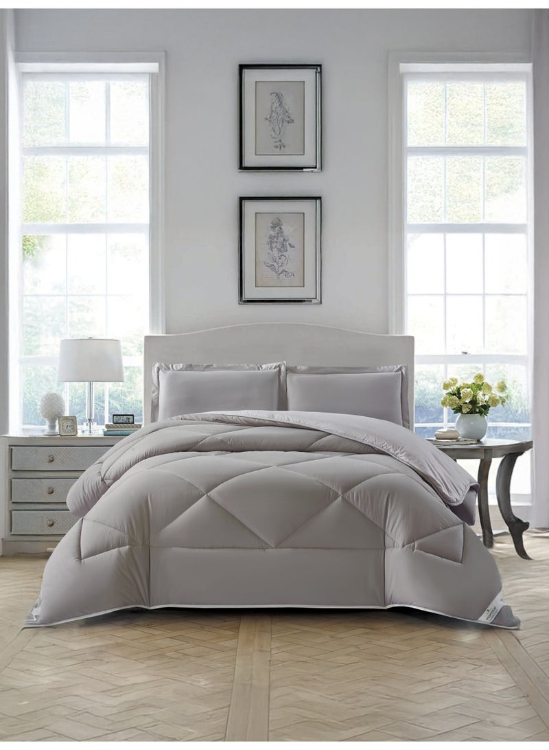 Donetella Bedding Comforter Set, King Size Fits 240x260 cm - 3-Pcs Solid Quilted Bed Set, Microfiber Fabric - 1 Comforter And 2 Pillow Shams - Image 1