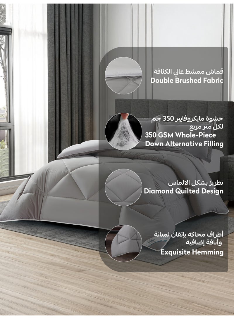 Donetella Bedding Comforter Set, King Size Fits 240x260 cm - 3-Pcs Solid Quilted Bed Set, Microfiber Fabric - 1 Comforter And 2 Pillow Shams - Image 4