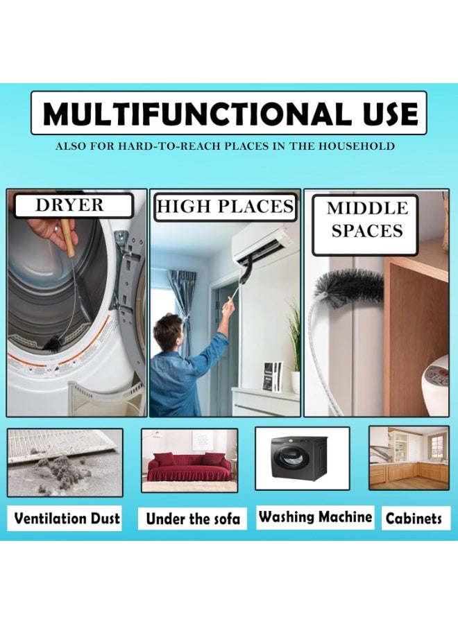 HOMESTAR Long Handle Washing Machine Cleaning Brush , Dryer Vent Duct Scrubbing Tool , With Wooden Handle & Nylon Bristles, Deep Clean Drum Interior & Hard-To-Reach Areas, Flexible Crevice Brush , Laundry Room Cleaning Supplies Versatile Home Essential for Complete Cleaning, 70 cm - Image 5