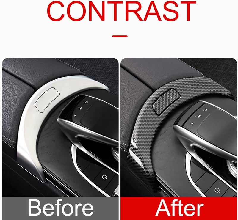 AOKIO Car Interior Center Console Armrest Storage Box Release Button Switch Protective Cover Trim for Mercedes Benz C Class W205 GLC Class X253 Accessories 2015-2022 (Carbon Fiber Color) - Image 3