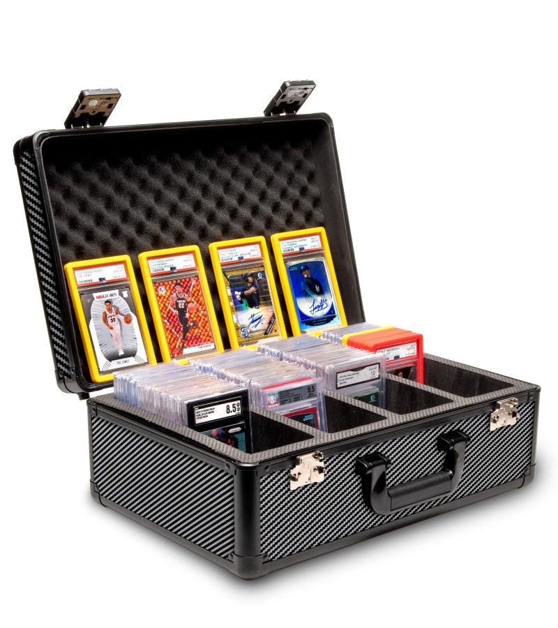 Panopply SLAB ARMOR FUSION 4 Row Graded Card Storage Box PSA Card Slab Case For Graded cards Hold 160 Slab Graded Card Case PSA Slab Box Graded Card Storage Sports Baseball Card Collector Gifts CARBON FIBER - Image 2