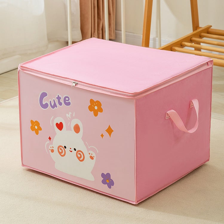 New cartoon non-woven storage bag finishing bag clothes quilt moving luggage packing bag moisture-proof storagePink rabbit horizontal (52*44*38cm) Pink rabbit horizontal (52*44*38cm)