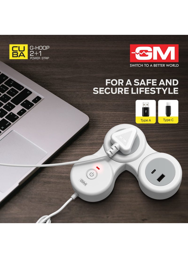 GM GM 21 GHoop Spike Guard with A C Type USBMaster SwitchIndicator Safety Shutter 18 Mtr Wire with Overload Protection 1 International sockets 2 USB Port 1 C Type 1 A Type 31A  - Image 5