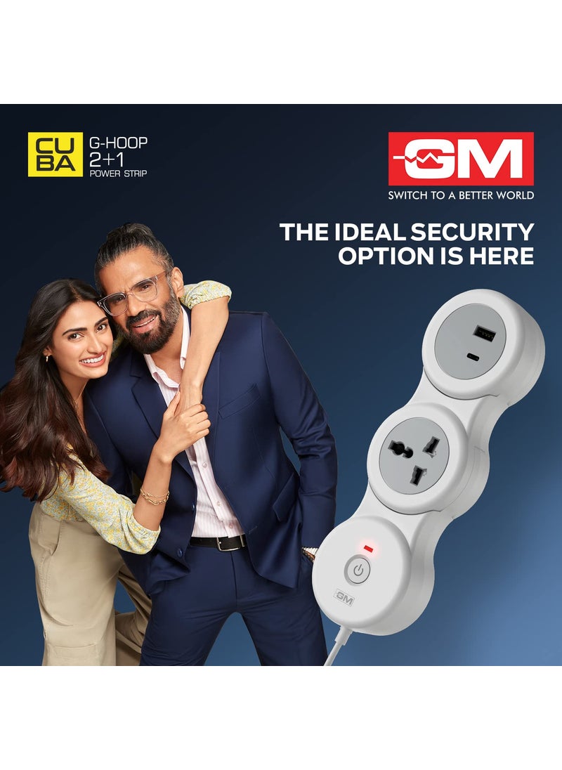 GM GM 21 GHoop Spike Guard with A C Type USBMaster SwitchIndicator Safety Shutter 18 Mtr Wire with Overload Protection 1 International sockets 2 USB Port 1 C Type 1 A Type 31A  - Image 3