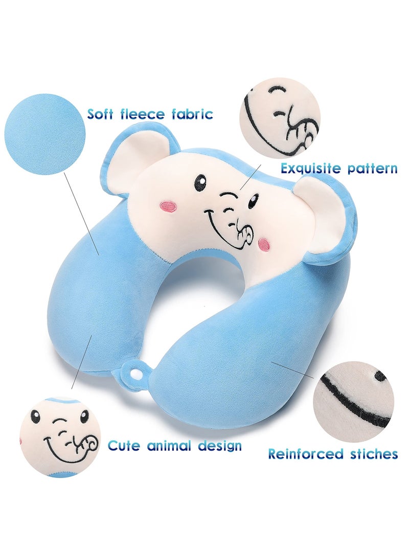 SYOSI Travel Pillow for Kids and Adults, Lovely Animal Memory Foam Neck Pillow with Soft Fleece Cover and Eye Mask Set, Airplane Pillow Travel Kit with Drawstring Organizer Bag, Machine Washable (Elephant)  - Image 2