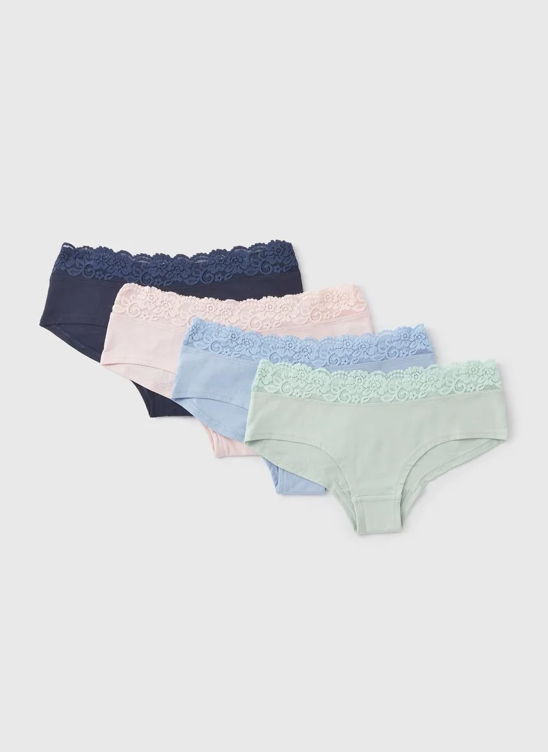Matalan Green Lace Trim Full Knickers