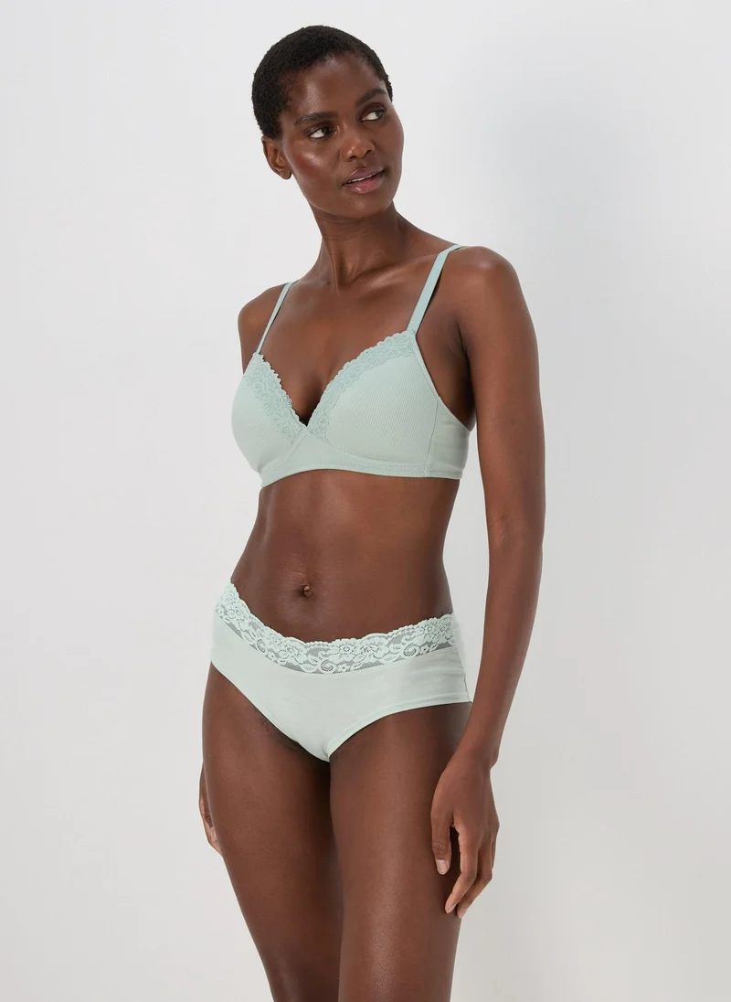 Matalan Green Lace Trim Full Knickers