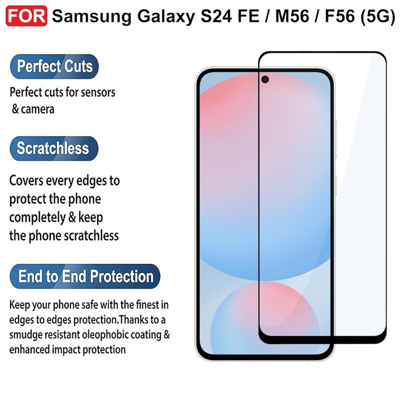Cedo Tempered Glass for Samsung Galaxy S24 FE / M56 / F56 (5G) | Screen Protector Full HD Quality Tempered Glass Anti-Scratch Edge to Edge Coverage with Easy Installation Kit (Black) - Image 2
