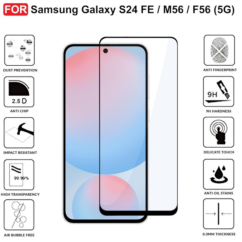 Cedo Tempered Glass for Samsung Galaxy S24 FE / M56 / F56 (5G) | Screen Protector Full HD Quality Tempered Glass Anti-Scratch Edge to Edge Coverage with Easy Installation Kit (Black) - Image 3
