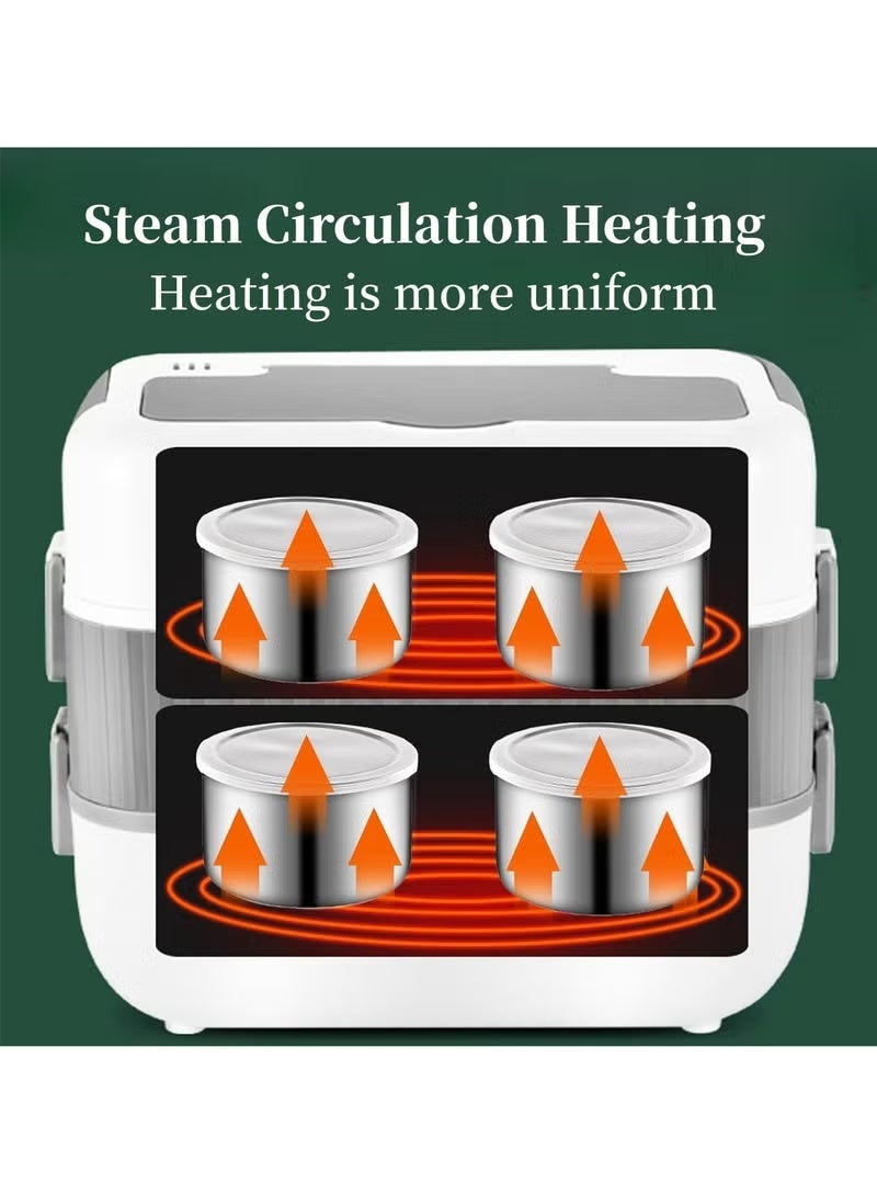 Relex Portable Self Cooking Electric Lunch Box, Mini Rice Cooker, 2 Layers 4 Stainless Steel Steamer Food Insulation Lunch Box for Home Office Dormitory Travel Outdoor Kitchen Cook Raw Food, 2L/110V/220W - Image 5