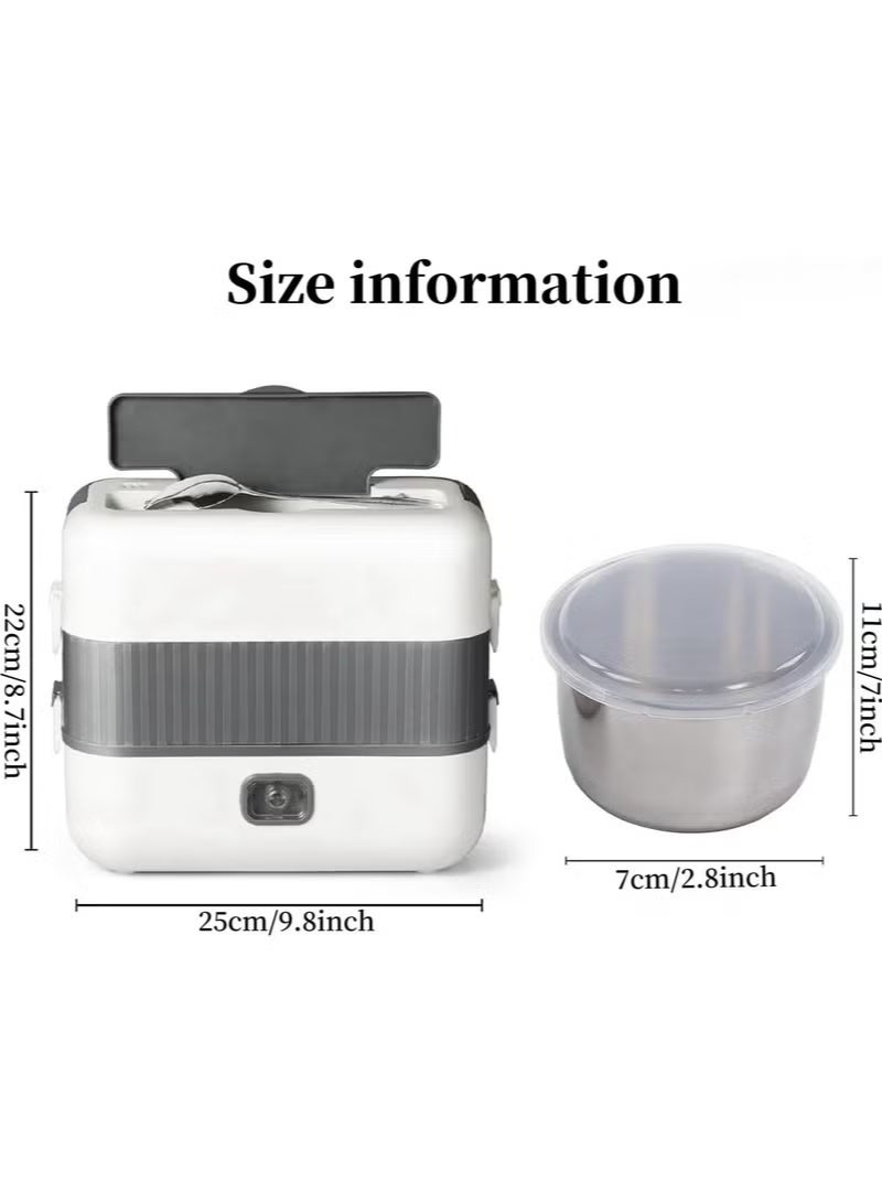 Relex Portable Self Cooking Electric Lunch Box, Mini Rice Cooker, 2 Layers 4 Stainless Steel Steamer Food Insulation Lunch Box for Home Office Dormitory Travel Outdoor Kitchen Cook Raw Food, 2L/110V/220W - Image 4