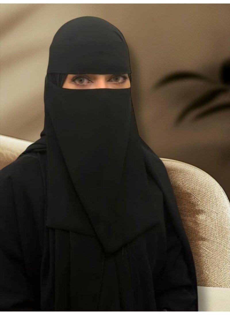 بهنس 2 نقاب طويل مطاط مايل مقاس 12 انش مقوى – نقاب بدون اسم نسائي مطاطي معزز بقماش ناعم وعالي الجودة، حجاب شرعي للوجه مريح وخفيف على البشرة، مقاوم للانزلاق، قابل للغسل، مثالي للاستخدام اليومي والمناسبات - Image 3