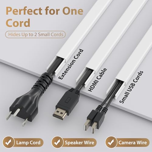 ZhiYo Cord Hider for One Wire, 102in Cable Hider Concealer, Paintable Wall Wire Covers, PVC Cable Management Raceway for A Thick Extension Cord, 6 x L17in W0.59 H0.4in, Black - Image 4