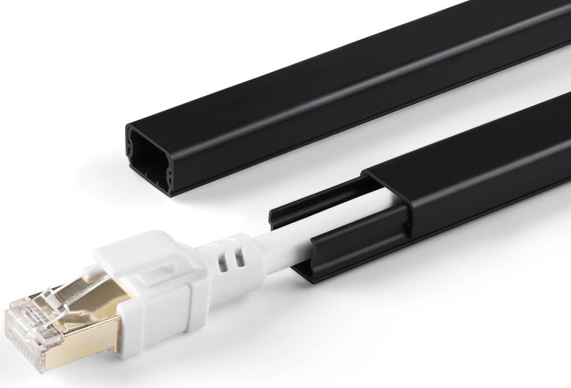 ZhiYo Cord Hider for One Wire, 102in Cable Hider Concealer, Paintable Wall Wire Covers, PVC Cable Management Raceway for A Thick Extension Cord, 6 x L17in W0.59 H0.4in, Black - Image 1