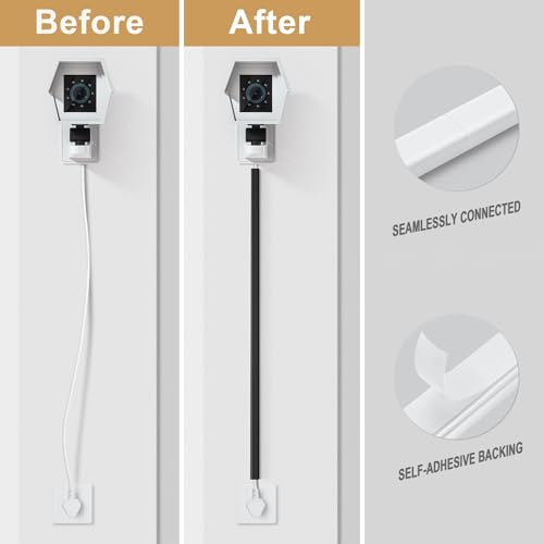 ZhiYo Cord Hider for One Wire, 102in Cable Hider Concealer, Paintable Wall Wire Covers, PVC Cable Management Raceway for A Thick Extension Cord, 6 x L17in W0.59 H0.4in, Black - Image 3