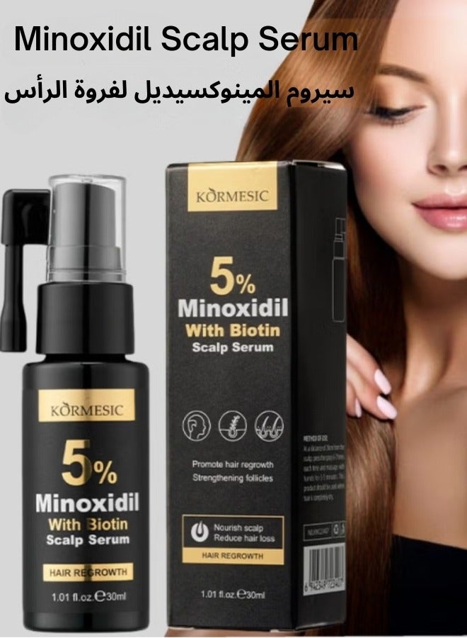 Kormesic سيروم فروة الرأس مينوكسيديل مع البيوتين 30 مل 5% مينوكسيديل لنمو الشعر - Image 1