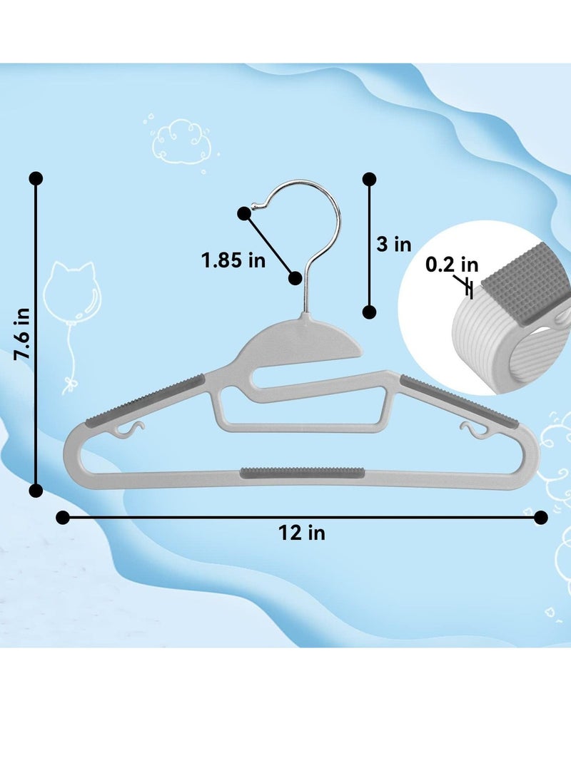 Red Dot Gift 50 Pack of Non-Slip Kids Hangers, Plastic Hangers, S-Slide 12″ (30cm) with 360° Swivel Hook Space Saving for Children Closet.  - Image 3