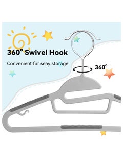 Red Dot Gift 50 Pack of Non-Slip Kids Hangers, Plastic Hangers, S-Slide 12″ (30cm) with 360° Swivel Hook Space Saving for Children Closet.  - Image 4