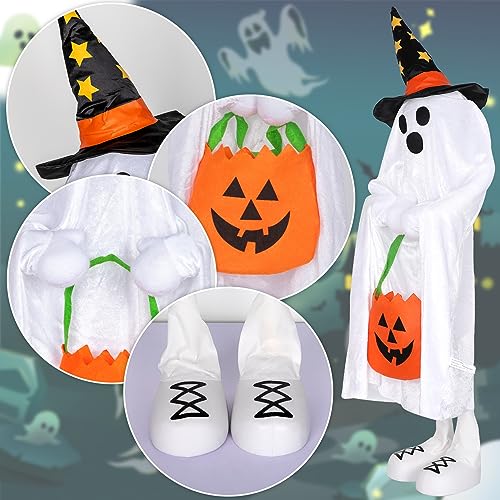 NQOFADSN Halloween Decorations Outdoor Ghost Decor Light-Up Color-Changing Spooky Ghost Porch Decorations Trick or Treater with Candy Pocket Ghost Halloween Decor Indoor 1PACK 38" H - Image 4