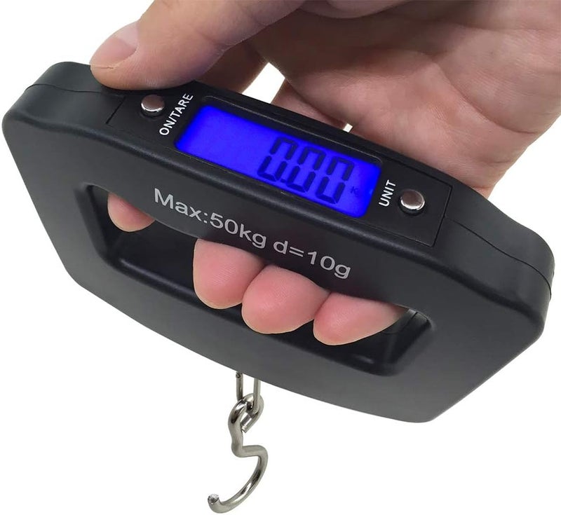 AFUNTA 50Kg 10g Luggage Weight Scale, LCD Luggage Scale Travel Digital, Fish Scale, Home Electronic Portable Hanging Weight Hook Travel Luggage Scale - Image 1