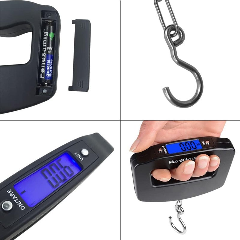 AFUNTA 50Kg 10g Luggage Weight Scale, LCD Luggage Scale Travel Digital, Fish Scale, Home Electronic Portable Hanging Weight Hook Travel Luggage Scale - Image 4