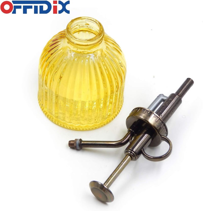 OFFIDIX Glass Watering Spray Bottle, 6.3" Tall Vintage Style Decorative Plant Atomizer Watering Can Pot with Bronze Plastic Top Pump for Indoor Potted Plants(Yellow) - Image 4